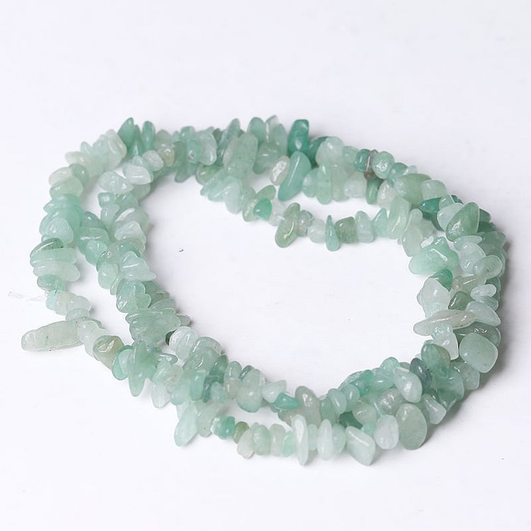 Drilled Crystal Chips with holes String for DIY bulk Bracelet   Green Aenturine Rainbow Fluorite Peach Moonstone Rose Quartz
