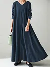 V-Neck Long Sleeve Loose Maxi Dress
