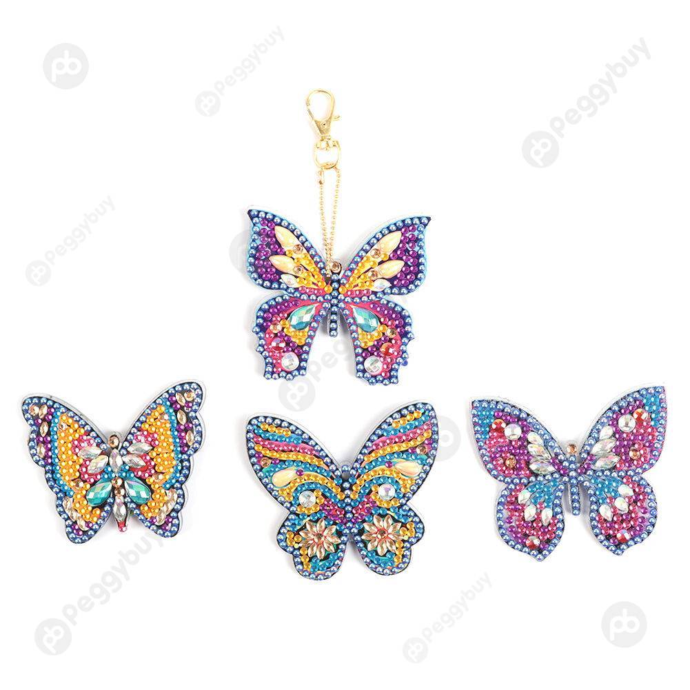 

4pcs Butterfly-DIY Creative Diamond Keychain, 501 Original