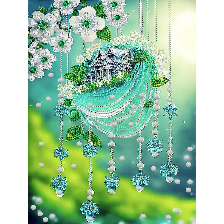 Green Leaf Water Drop Microcosm 30*40CM(Canvas) Special Shaped Drill Diamond Painting gbfke
