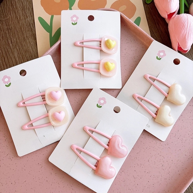 Spring New Sweet Pink Bow Bangs BB Clip Pinky Beige Girl Heart Children Barrettes Hair Accessories