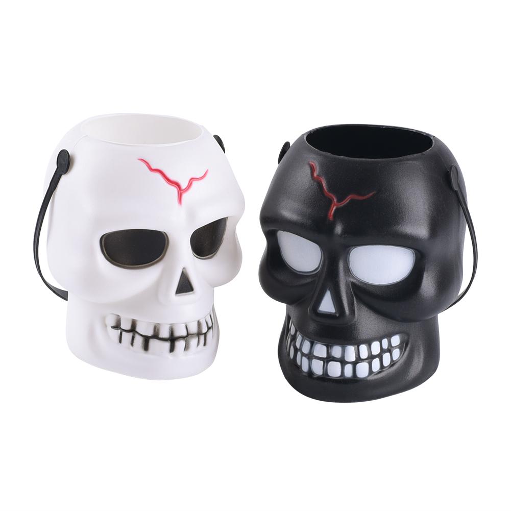 

3D Skull LED Lantern Night Light Lamp Storage Bucket Halloween Decoration, Black, 501 Original