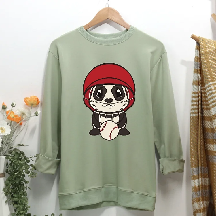 Panda baseball Women Casual Sweatshirt-Annaletters
