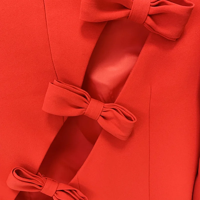 Nigikala Nigikala Early Autumn New Star Fashion Personality Asymmetric Hollow Bow Dress