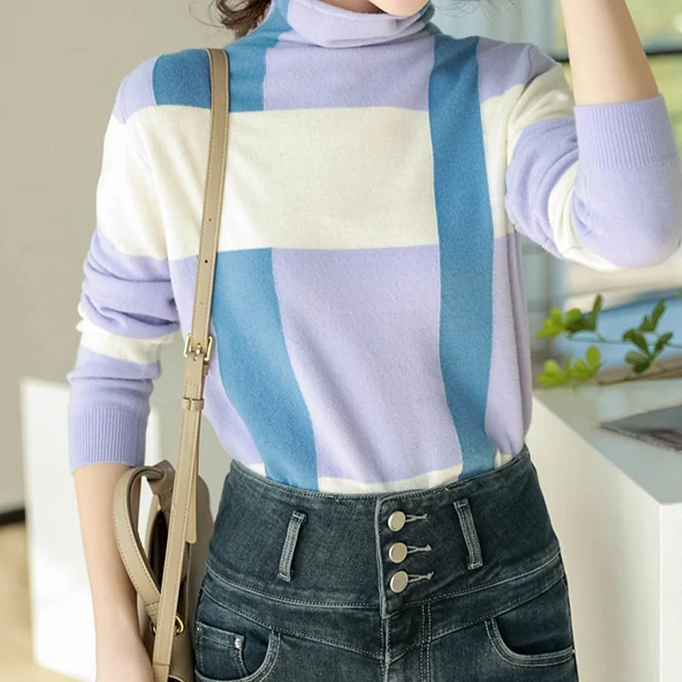 Geometric Long Sleeve Shift Sweater QueenFunky