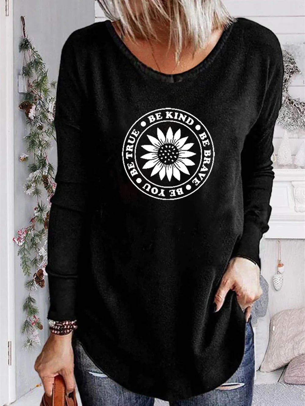 Unisex 100% Cotton Long Sleeve Crew Neck Be Kind Shirt