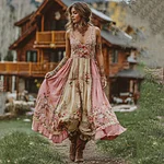 Women's Rose Floral Art V Neck Comfy Sleeveless Maxi Dress - Image 2