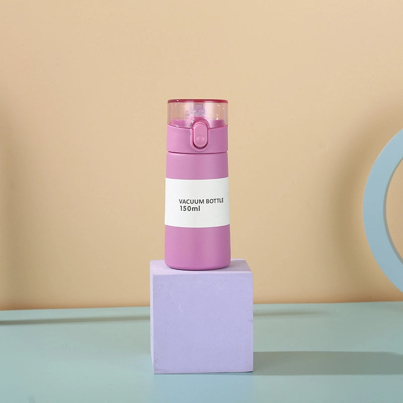 Straw Mini Pocket Cup 304 Stainless Steel Children’s Thermos Cup Cute Portable Straight Body Bounce Cover Water Cup