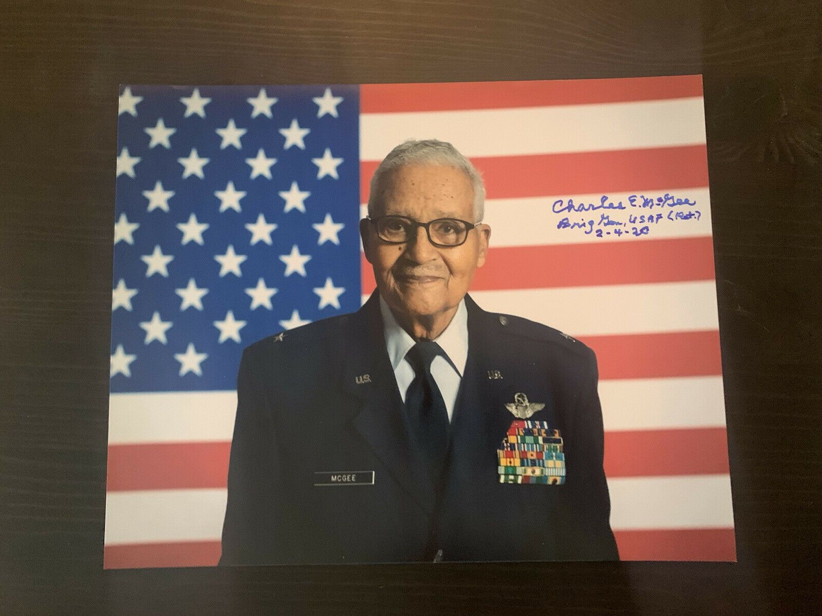 CHARLES MCGEE signed 8x10 Photo Poster painting TUSKEGEE AIRMEN PILOT LEGEND RARE (Dec 2022)