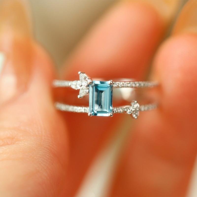 Shecustoms™ Aquamarine Gemstone Ring