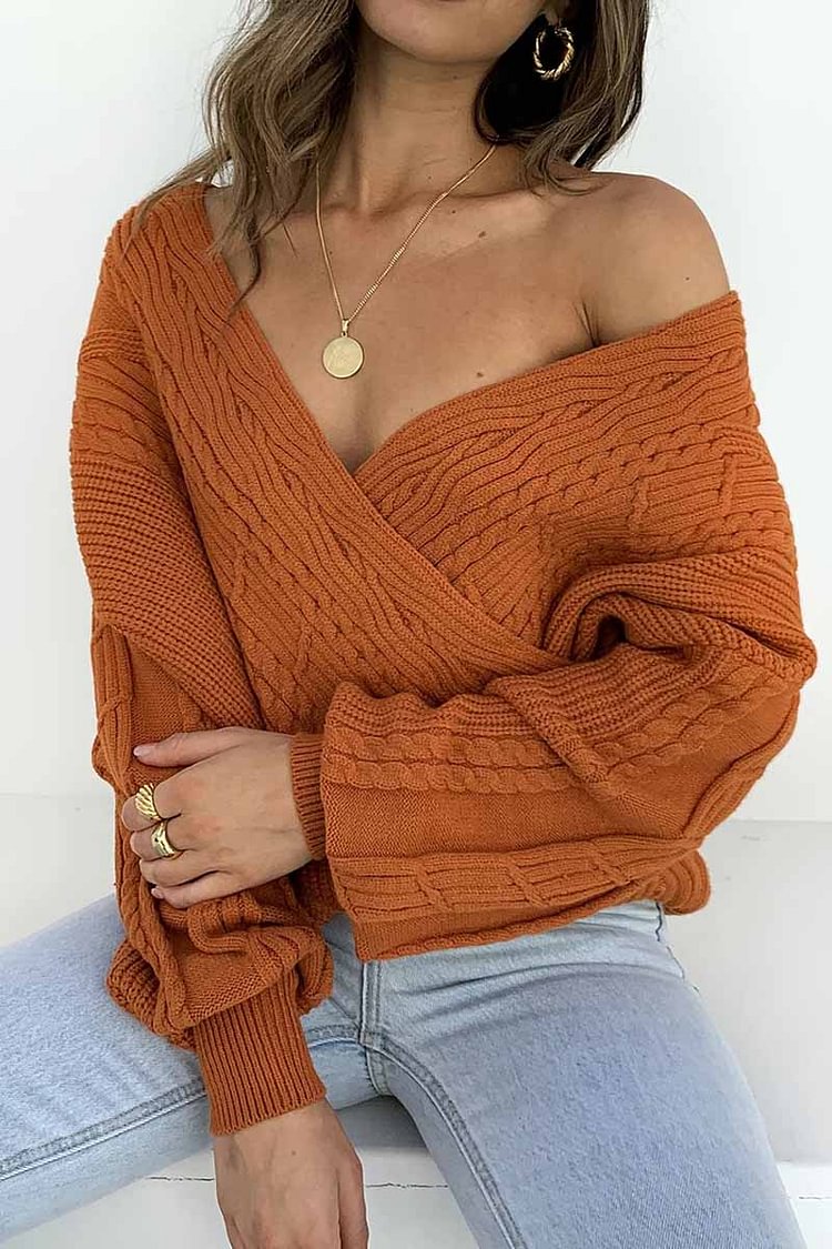 Sexy V-neck Off-shoulder Sweater Casual Sweater