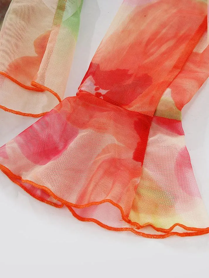 Plunge V Neck Chiffon Blouse