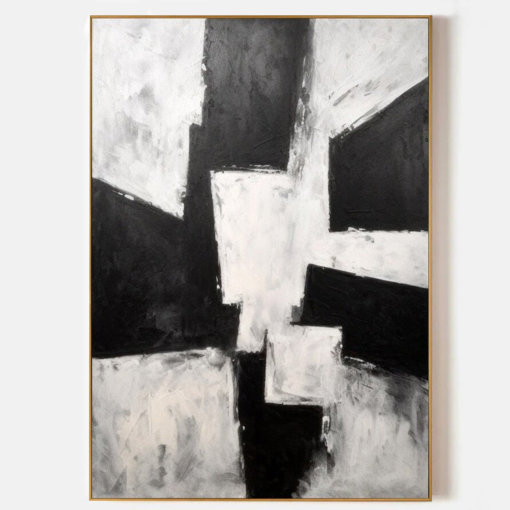 Arabelart Hand-Painted Black & White Canvas Art, Paintings For large Wall Decor, Scandinavian Art AR313