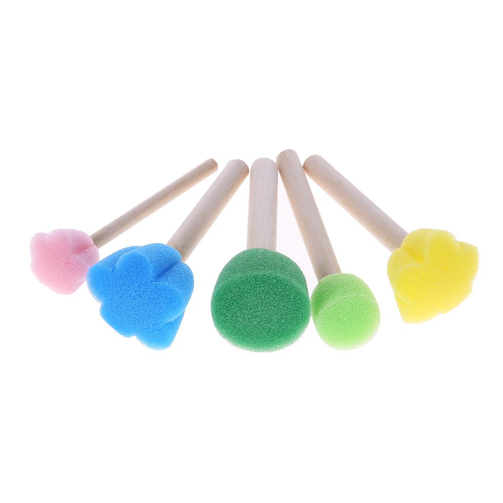 

5Pcs/Set Diy Wooden Sponge Graffiti Painting Brushes For Kids Drawing Toys, 501 Original