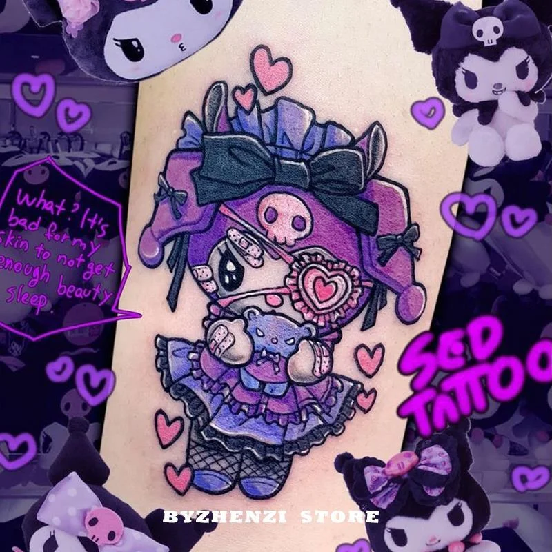 Japanese Dark Comics Evil Kawakami Tomie Double-sided Girl Waterproof Temporary Fake Tattoo Sticker Sleeve Anime Tattoo