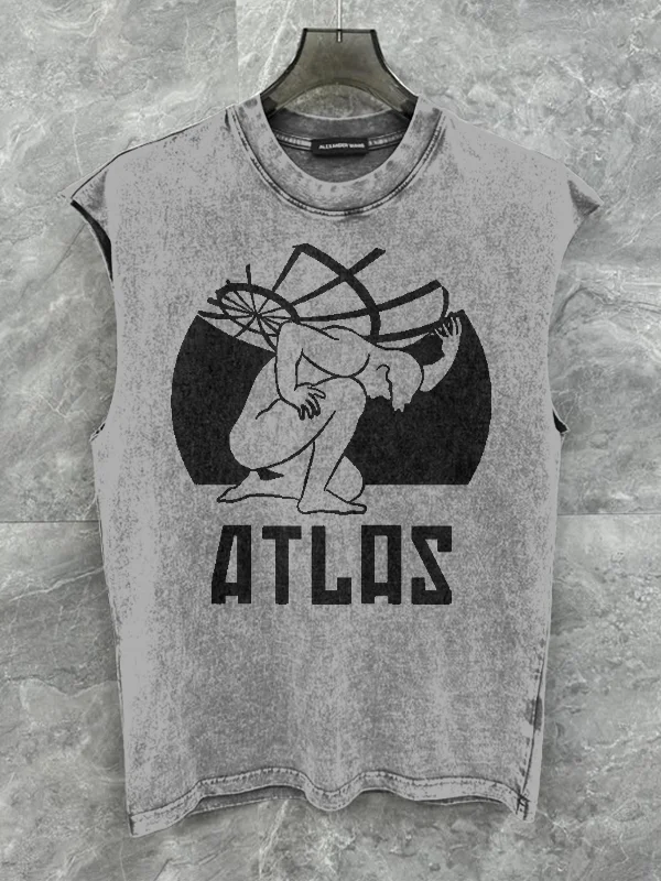 Men's Atlas Greek Mythology Graphic Print Cotton Tank Top
