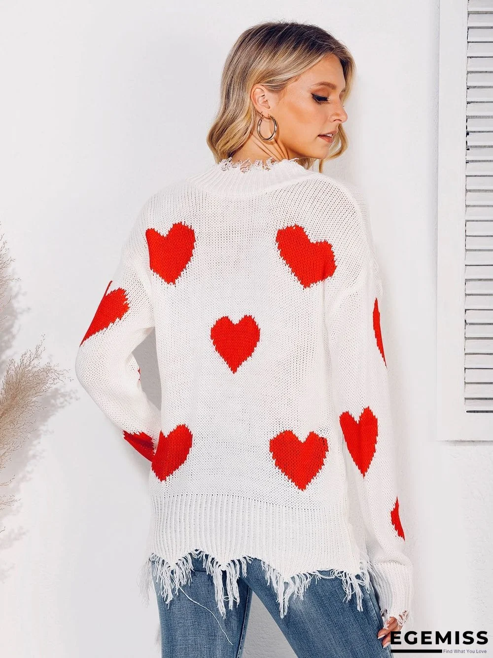 Long Sleeve Graphic V Neck Sweater | EGEMISS