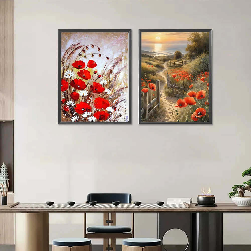 2pcs Diamond Painting - Full Round Drill - Poppy(Canvas|30*40cm)