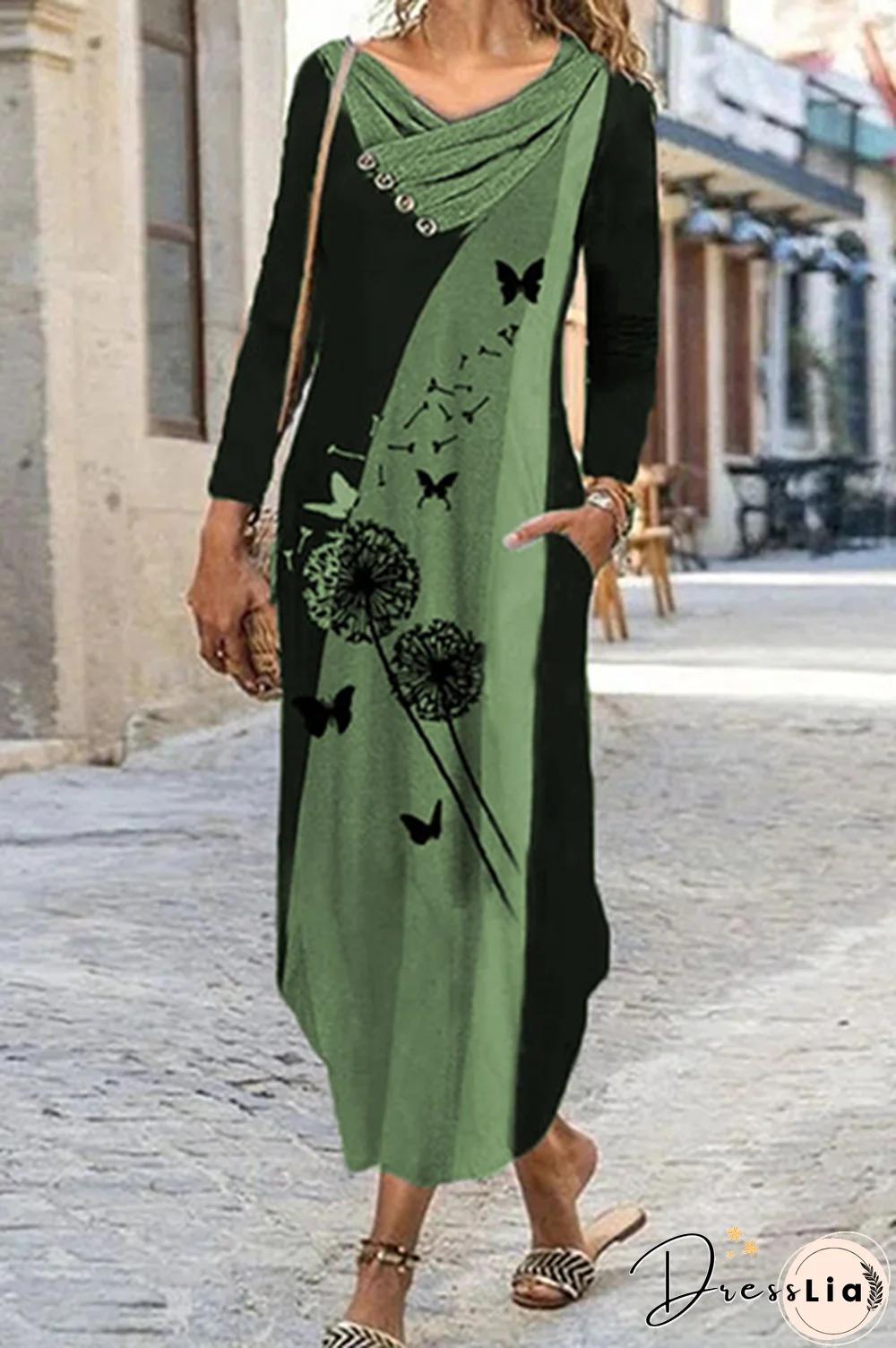 Casual Print Split Joint  Contrast Irregular Dress Dresses