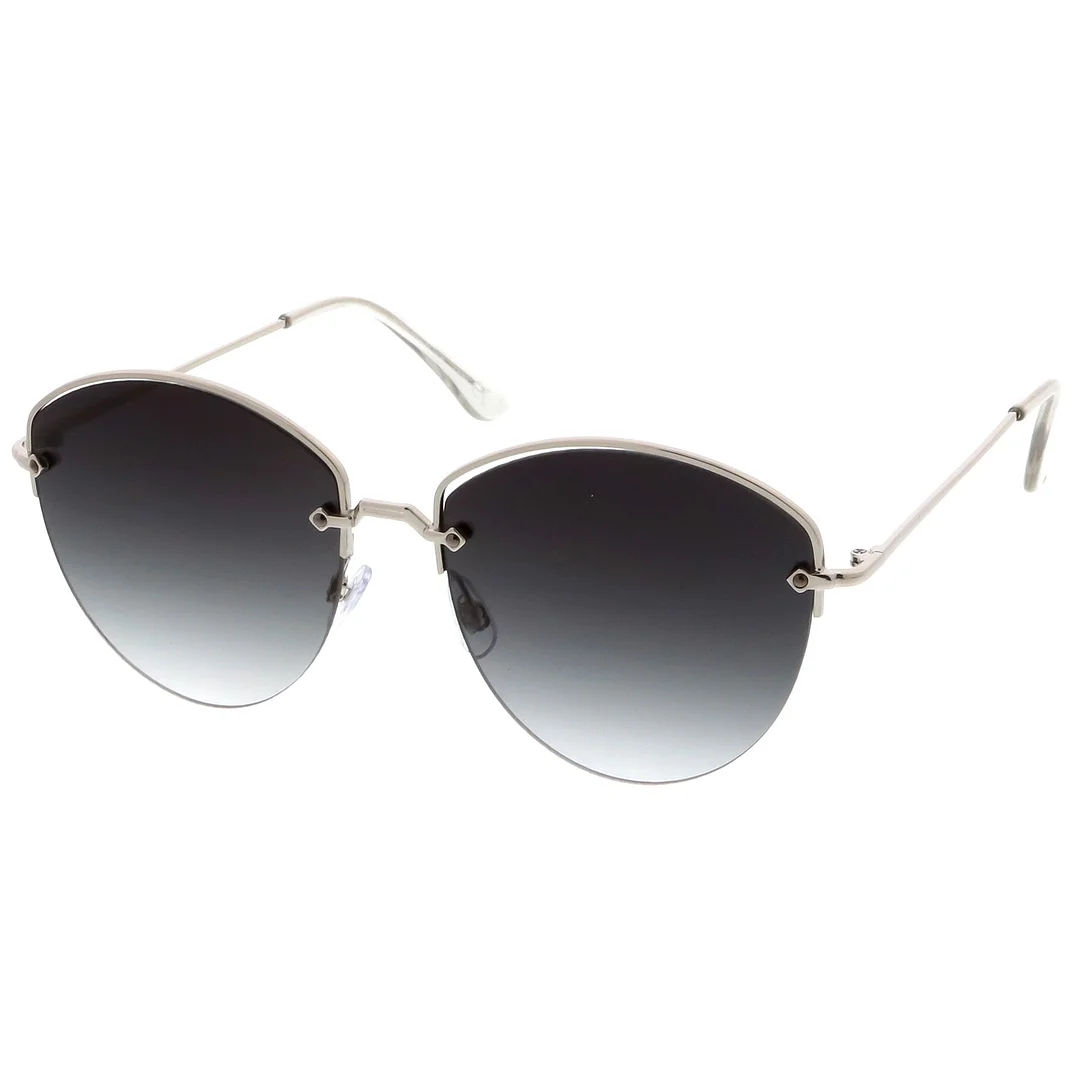 Modern Metal Nose Bridge Flat Lens Semi-Rimless glasses 60mm