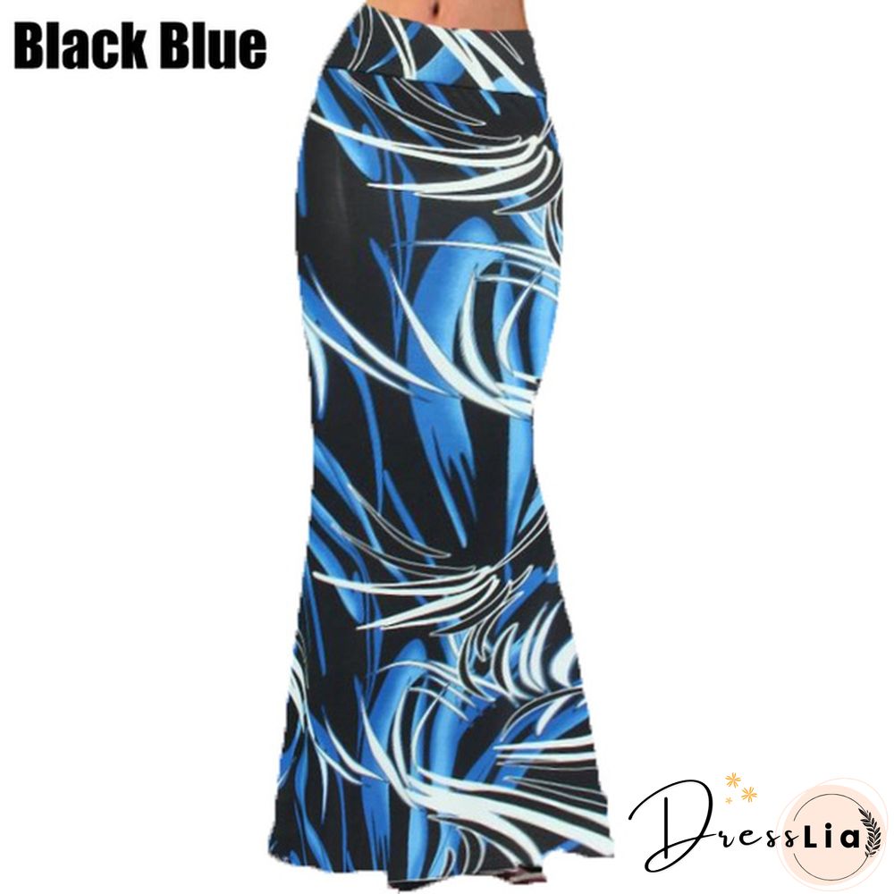 Womenufashion Summer Long Skirts Maxi Skirt Floral Print Casual Skirts High Waist Long Dress Plus Size