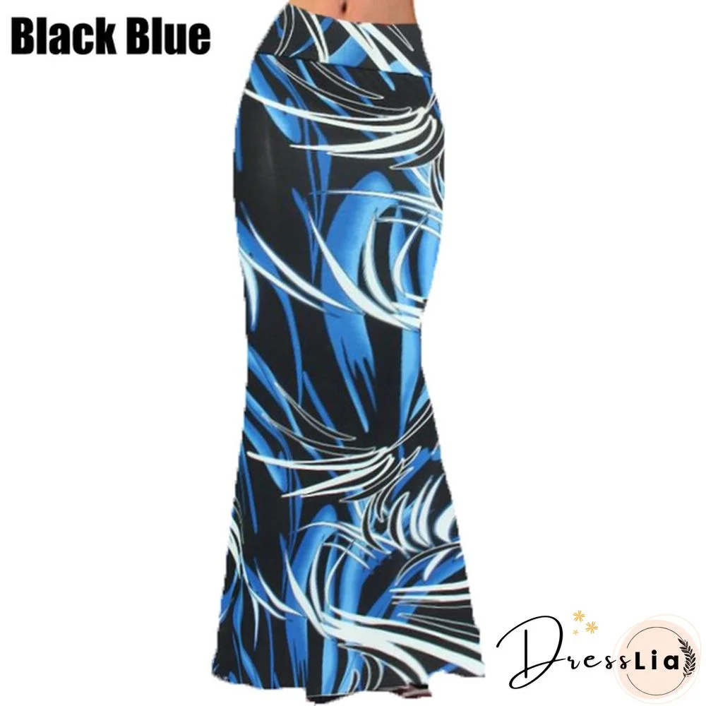 Womenufashion Summer Long Skirts Maxi Skirt Floral Print Casual Skirts High Waist Long Dress Plus Size