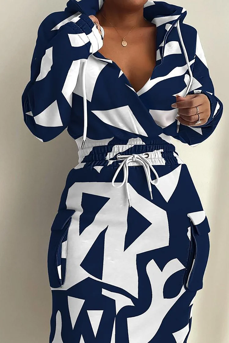 Xpluswear Plus Size Casual Camouflage Print Hooded Pullover Long Sleeve High Waist Pullover Pocket Mini Dress 2024 - Xpluswear