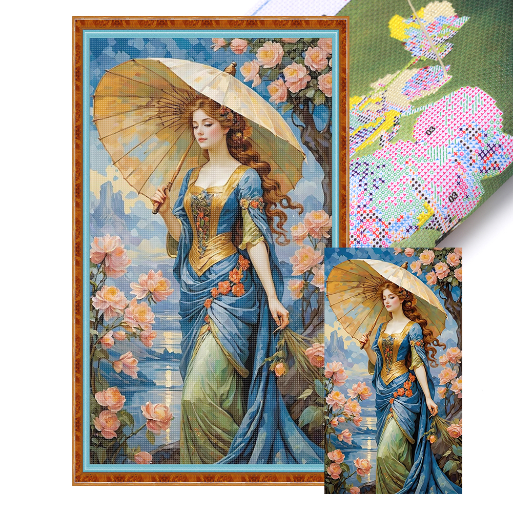 Victorian Beauty Full 11CT Pre-stamped Canvas(40*70cm) Cross Stitch