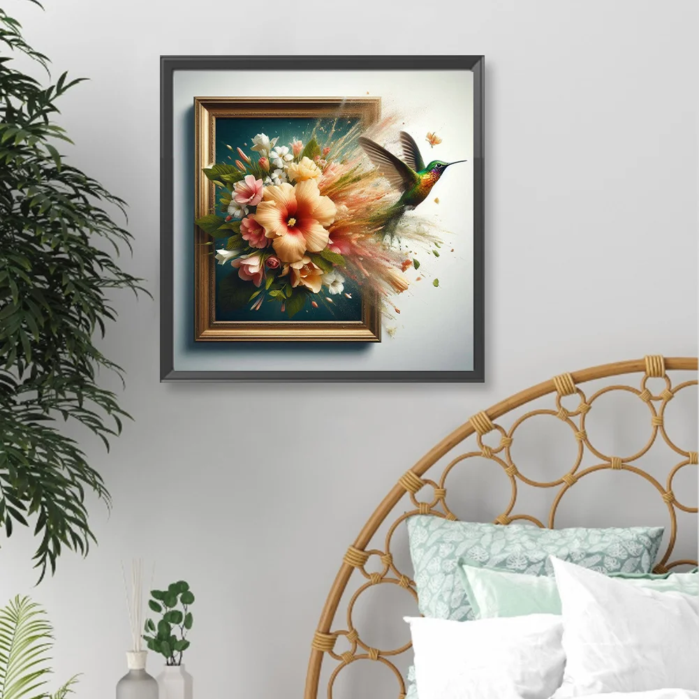 Diamond Painting - Full Round Drill - Hummingbird Out of the Frame(Canvas|40*40cm)