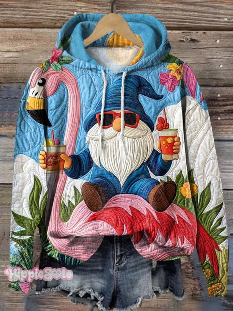 Lovely Christmas Santa Flamingo Art Print Casual Hoodie Sweatshirt Multicolor / S