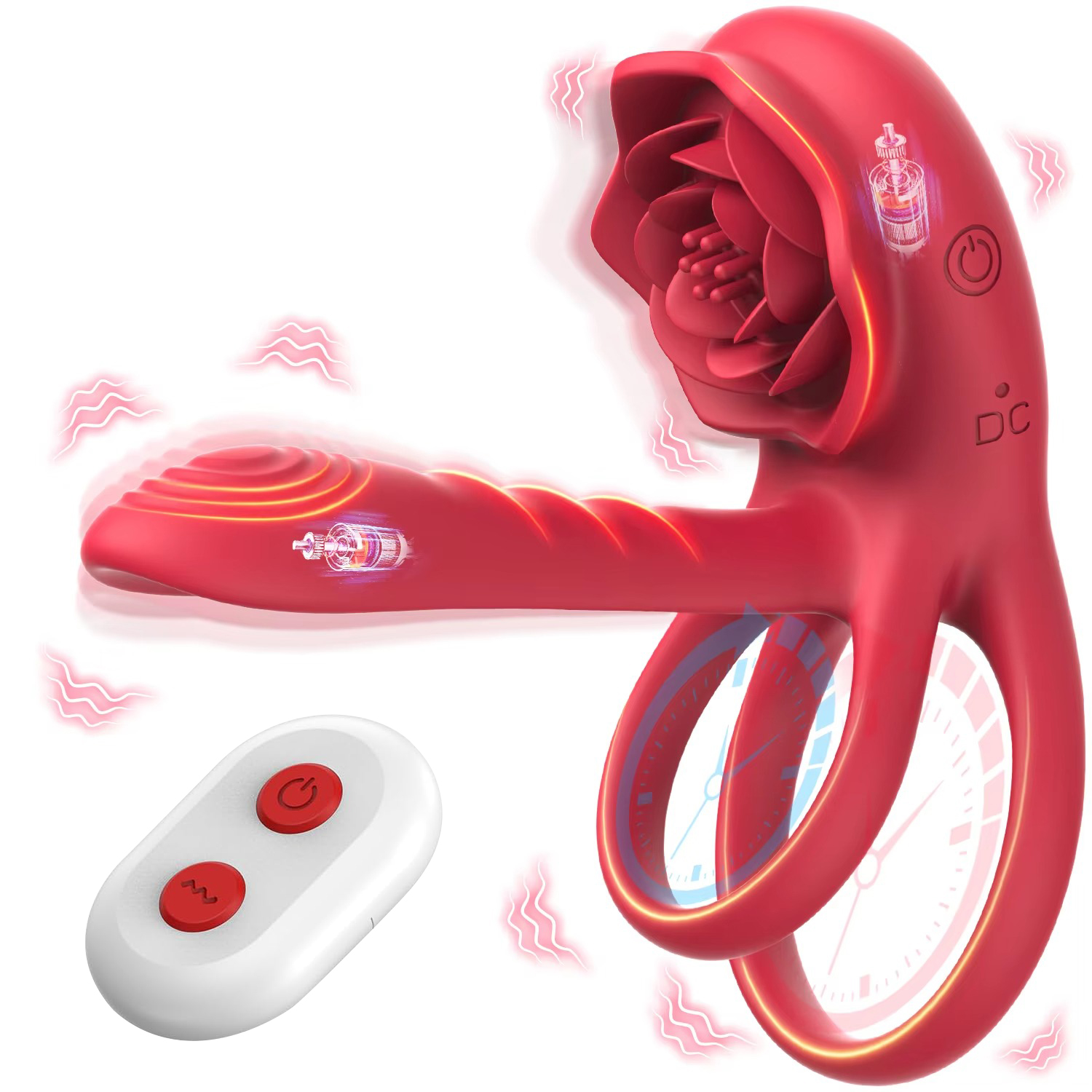 2025 Upgraded 3-in-1 Male Rose Pro Vibrating Cock Rings Couples Sex Toys - Rose Toy