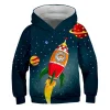 Kid Boy Cartoon Astronaut Starfield Rocket 3D Digital Print Hoodie