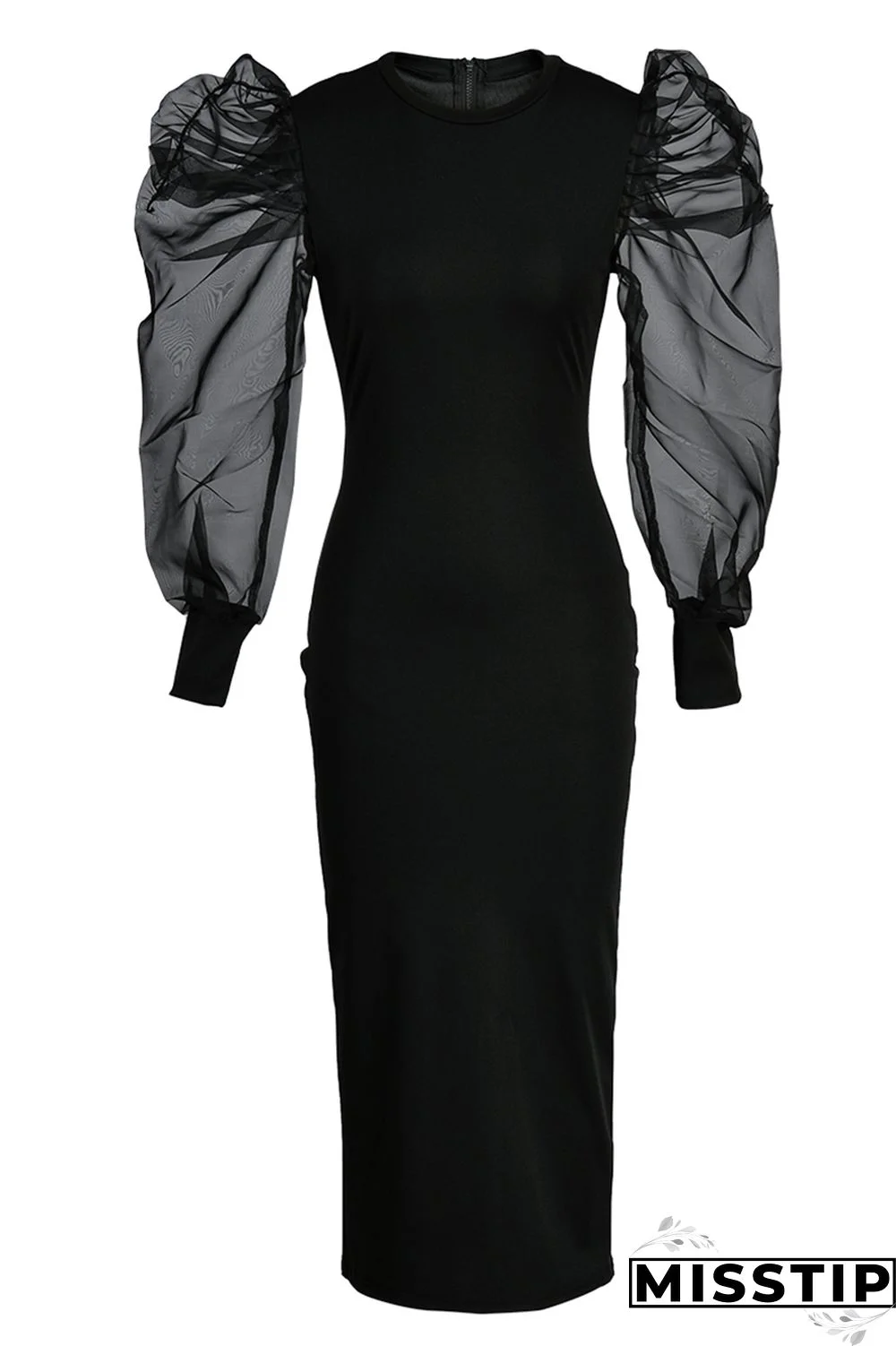 Black Fashion Casual Solid Patchwork O Neck Long Sleeve Dresses