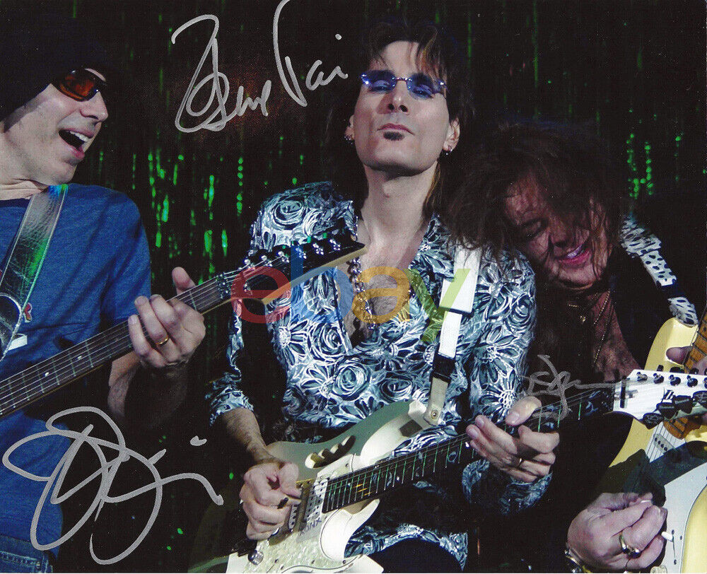 Joe Satriani, Steve Vai, Yngwie Malmsteen Signed 8x10 Photo Poster painting reprint