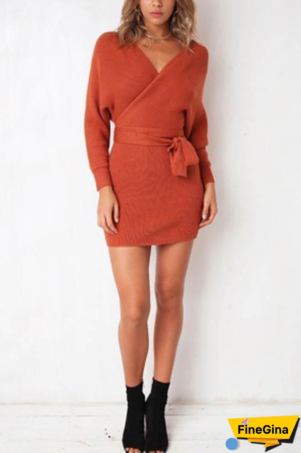 FineGina Knitwear Sexy Bag Hip Dress(5 colours)
