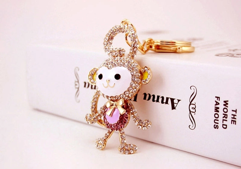 Cute Monkey Zinc Alloy Plating Inlay Rhinestones Women’s Bag Pendant Keychain