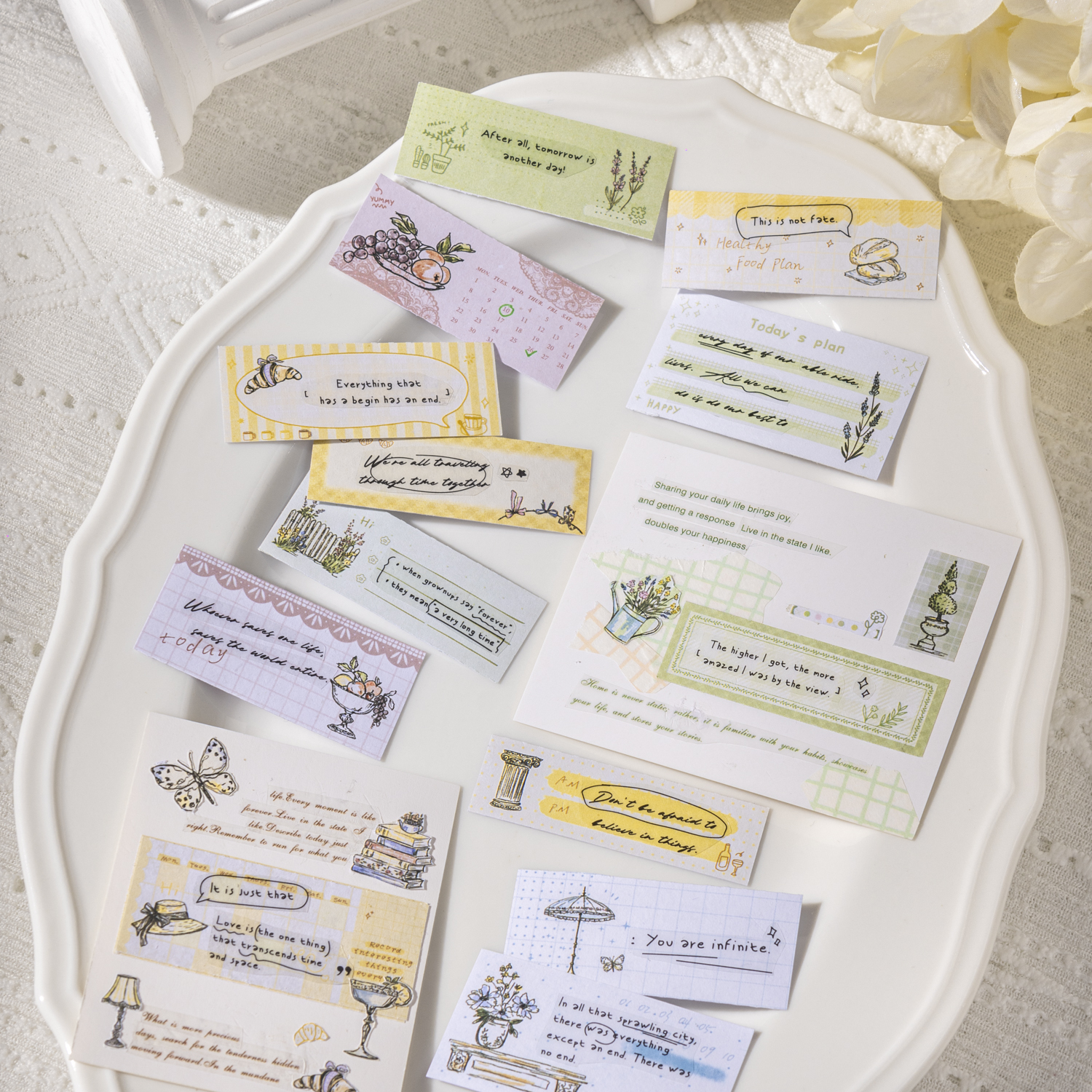 스티커 - 가든 투로그 시리즈 빈티지 식물 꽃 테두리 라벨