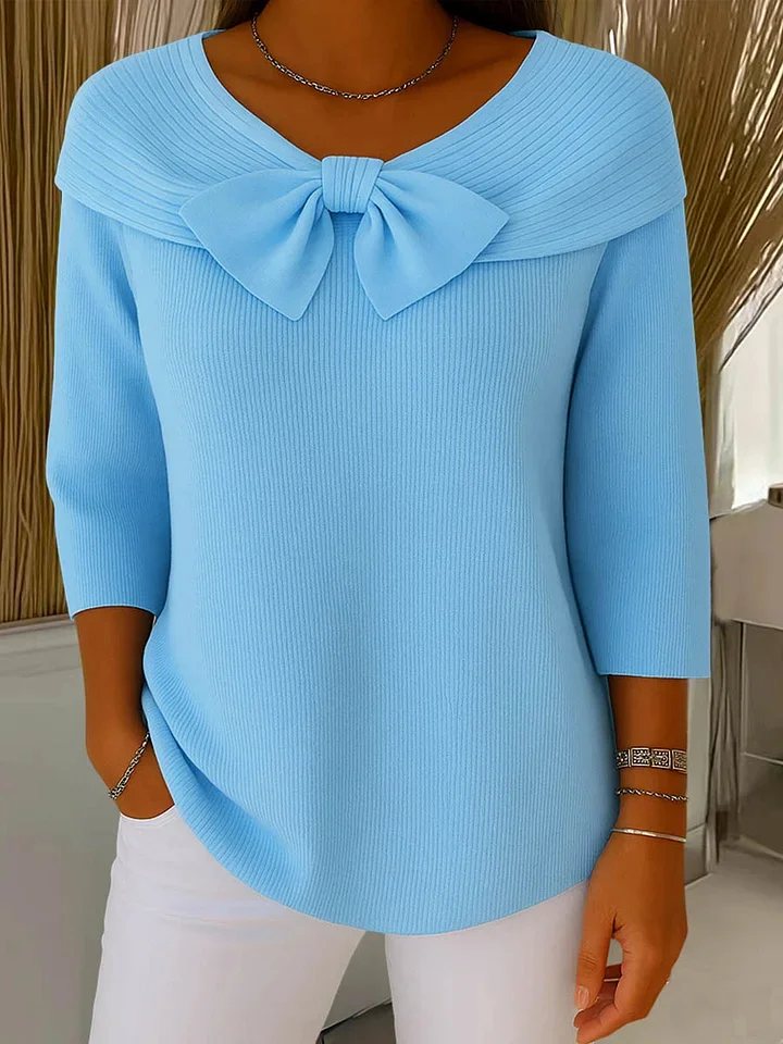 NEW🔥 Women's Bowknot Casual Knit Pullover