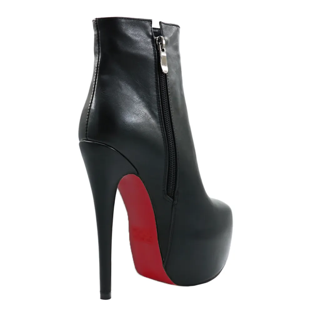 150mm Women's Sky High Heels Red Soles Platform Winter Ankle Boots Matte-vocosishoes