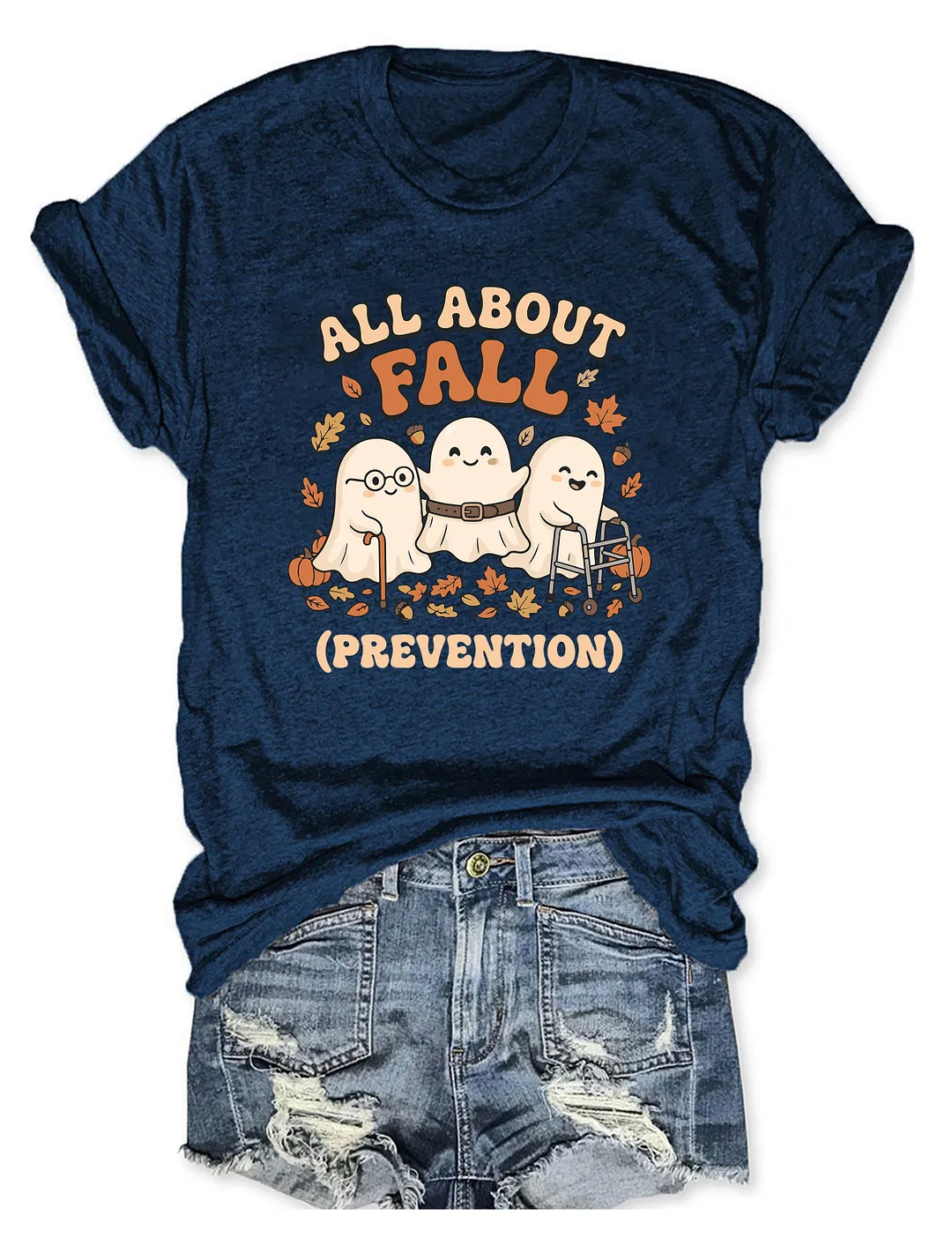 Ghost All About Fall Prevention Halloween T-shirt