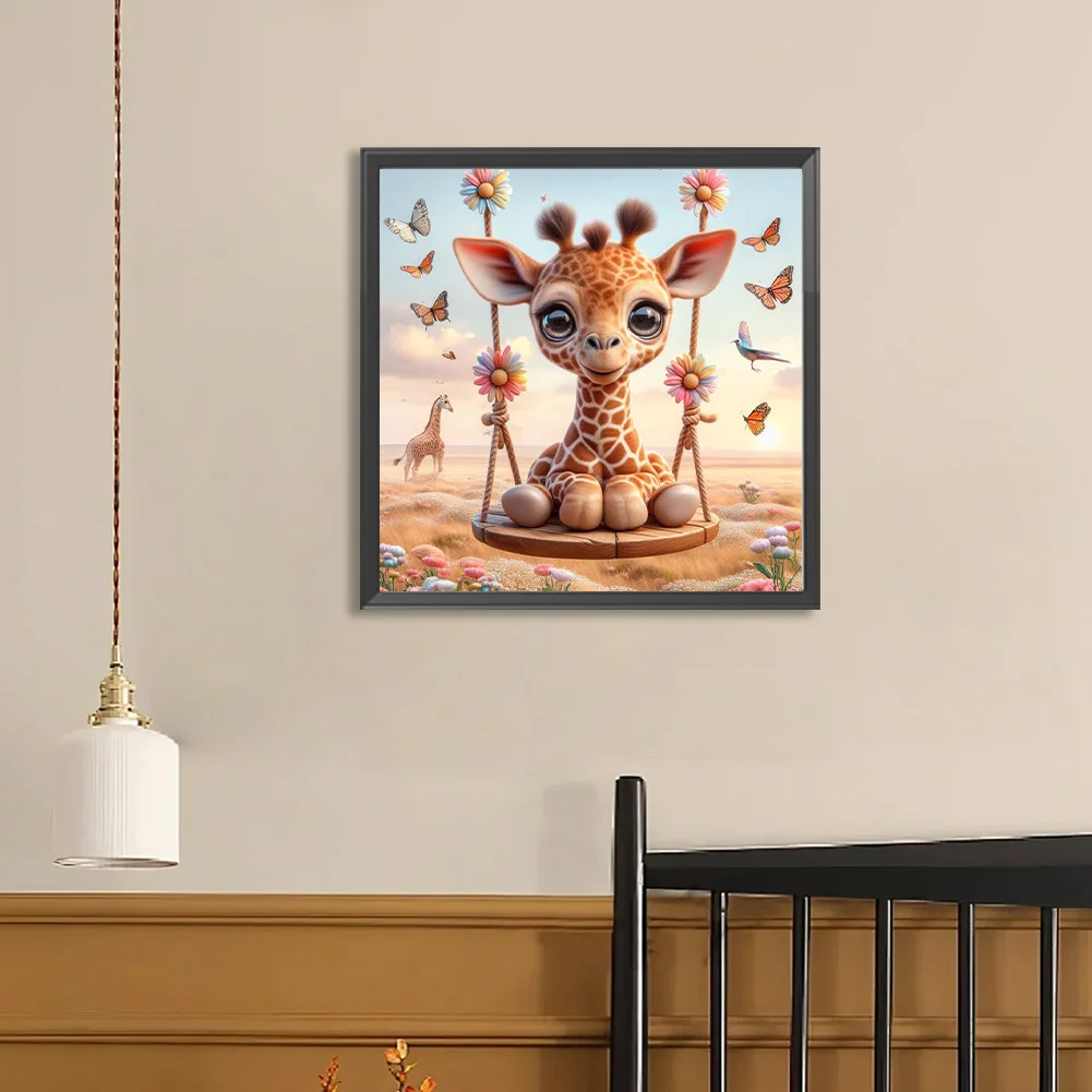 Diamond Painting - Full Round Drill - Swing Giraffe(Canvas|40*40cm)