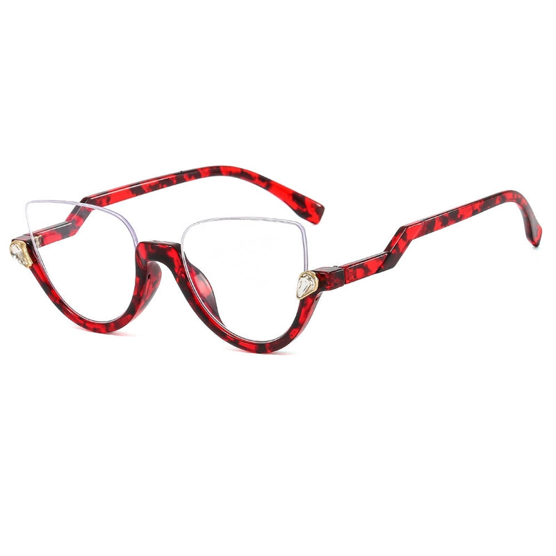 Minimalist Classic Style Solid Color Pc Butterfly Frame Half Frame Optical Glasses