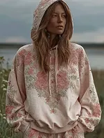 Bohemian Retro Style Plant Flower Design Women's Hoodie