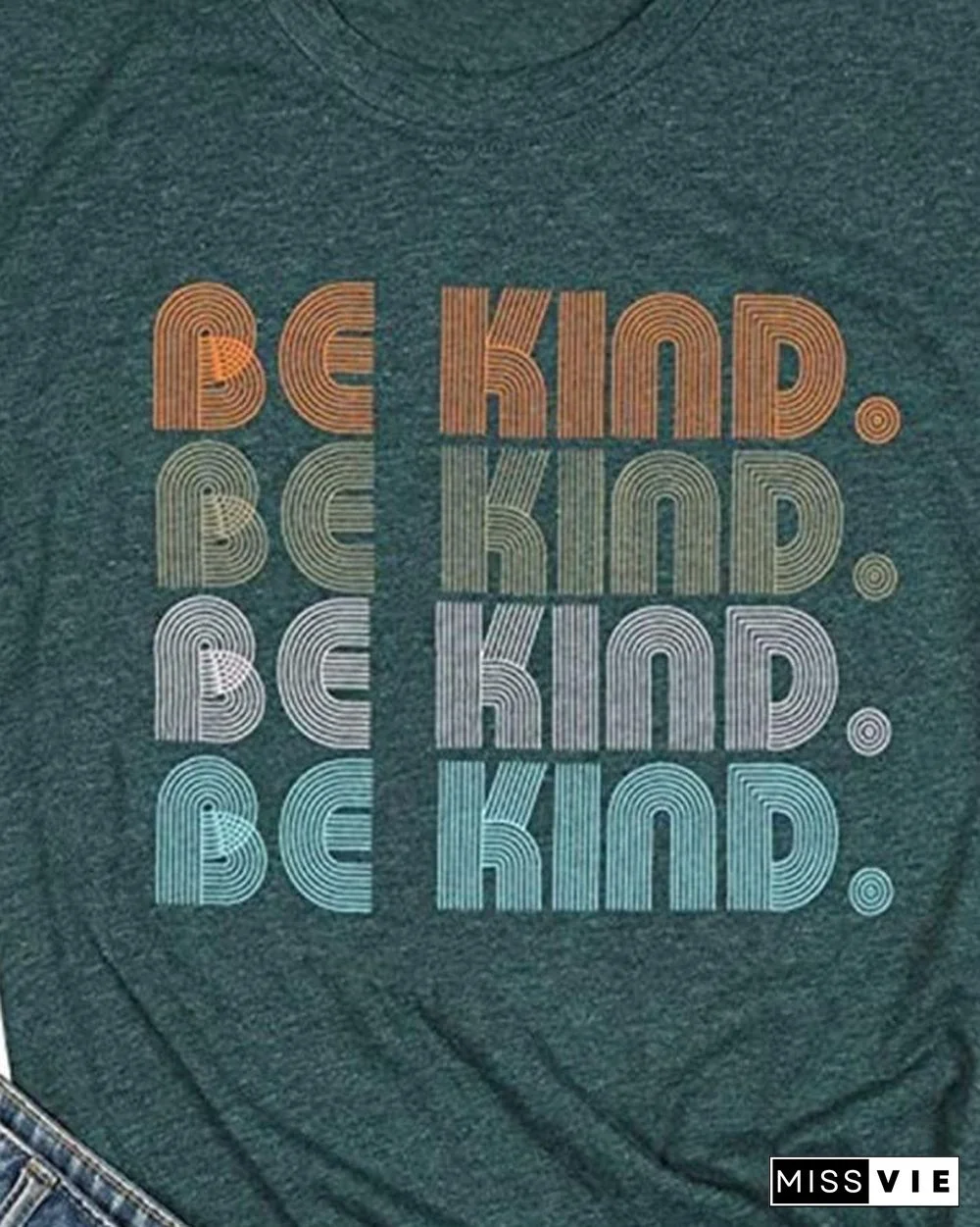 Multicolor Letter Print Short Sleeve T-shirt P13508