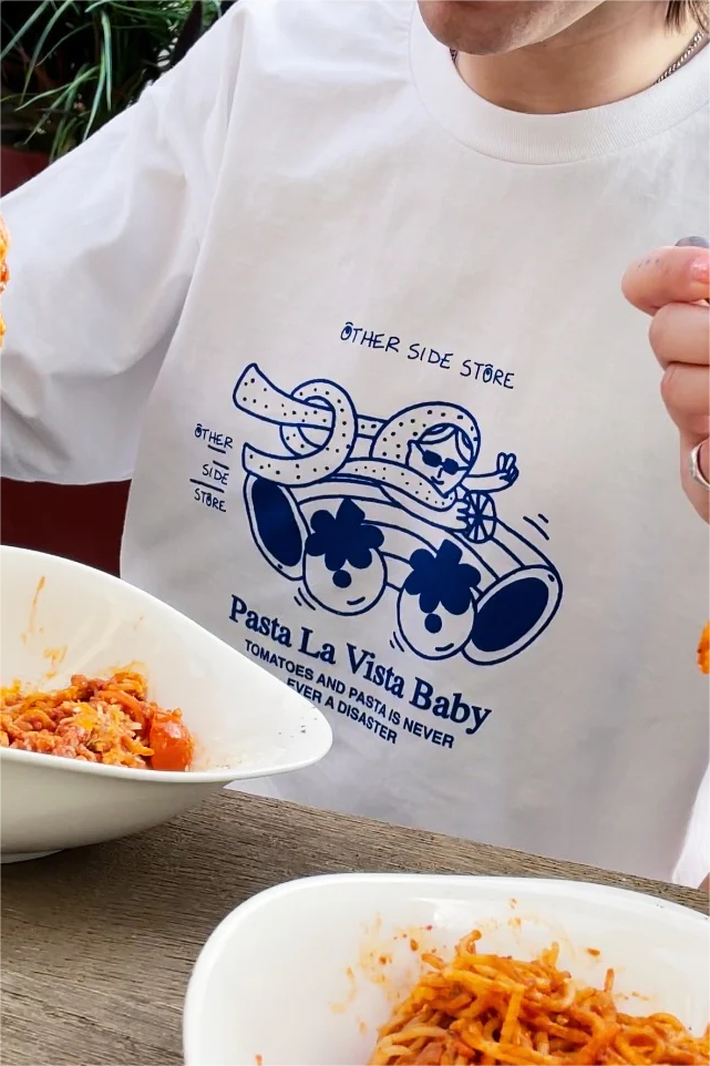 Other Side Store 'Pasta La Vista' Tee - White
