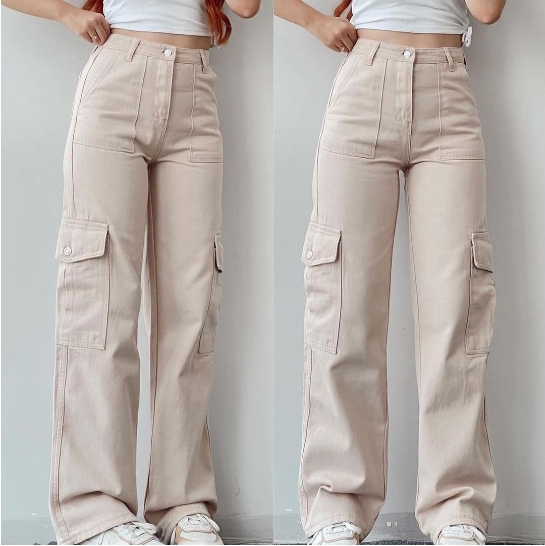 Thoval 2025New Fashion Women's Pants Elegant Mid Waist Three-Dimensional Pocket Waist Cinching Work Pants Female Trouser Casual Bottom