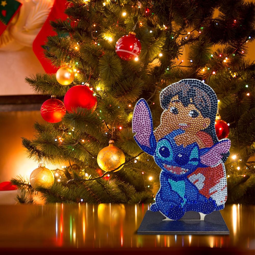 Disney Lilo and Stitch Christmas Hand Painted Wooden Ornament