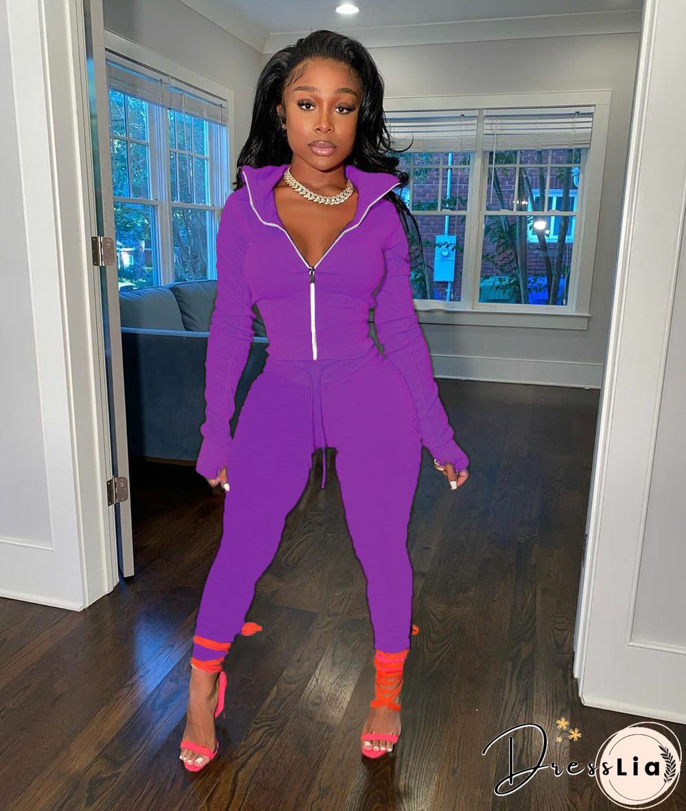 Sportswear Long Sleeve Jacket Pencil Pants Set