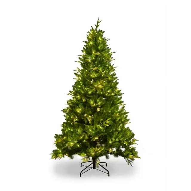 Artificial Full Christmas Tree with 1079 Tips and 260LED, Hingeless Spruce PVC/PE Christmas Tree with Stand, 6 Feet