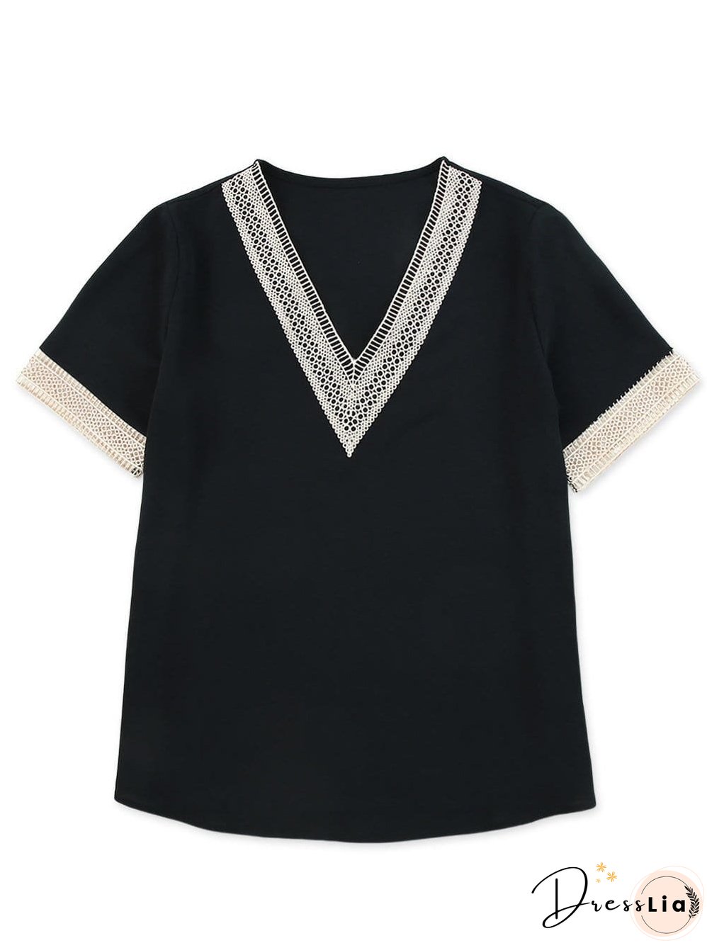 Office-Appropriate Lace Trim Blouse